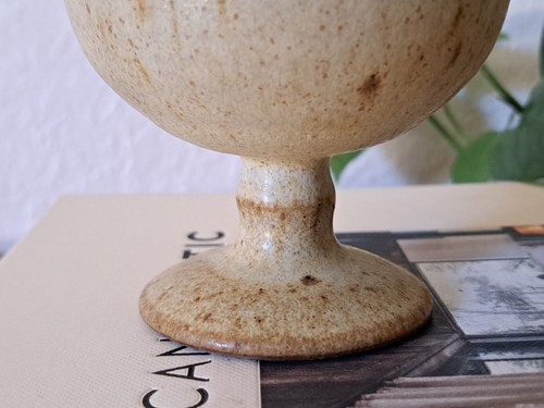 Jean Paul Stowe Vermont Pottery Goblet Small Bowl Set Rustic Neutral Signed VTG - Picture 9 of 9