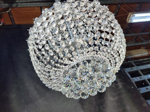 Lampadario Impero 8 luci in cristallo strass trasparente struttura cromata - Imagen 3 de 6