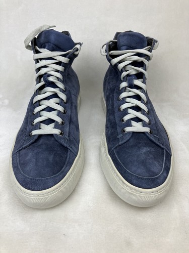 Baldinini High Top Men's Leather Suede Bleu Sneakers Size EUR 41 US 8 UK 7 - Picture 3 of 14