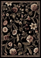 BLACK FLORAL ORIENTAL AREA RUG 4X6 Persien CARPET 029 - ACTUAL 3' 7" x 5' 2"