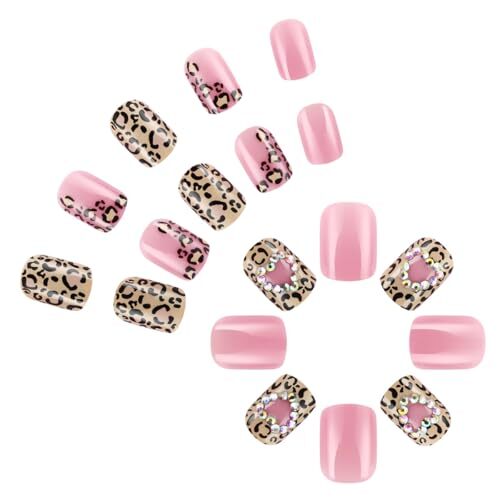 24Pcs Valentine's Day Heart Press on Nails Short Square Fake Nails French Heart - Bild 5 von 7