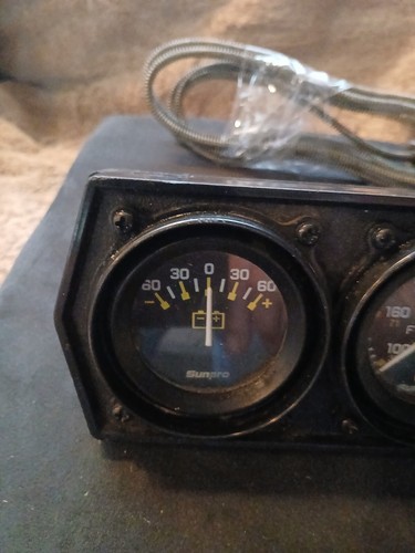 Vintage Sunpro Triple Yellow Indacator Gauges Amp,Temp & Oil Untested - Picture 7 of 13