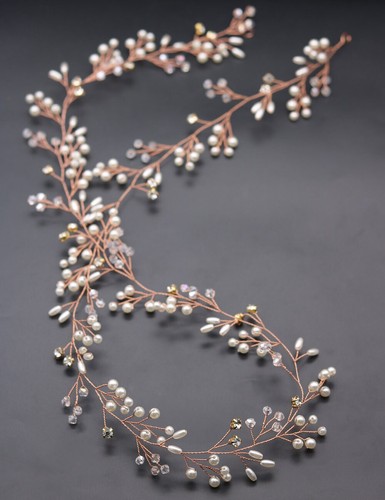 Wedding Handmade Headband Pearls Hair Vine Crystal Rhinestones Headpieces bride - Picture 10 of 10