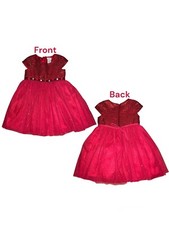 Sweet Heart Rose Girls Dress Size 4T Red Short Sleeve Tulle Holiday GUC