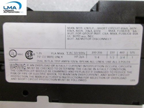 SIEMENS 3RV1421-0KA10 SIRIUS MOTOR STARTER PROTECTOR CIRCUIT BREAKER 3P ***NEW - Bild 2 von 2