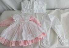 MiniWorld  18" Doll Dress 3 Piece Set Pink And White