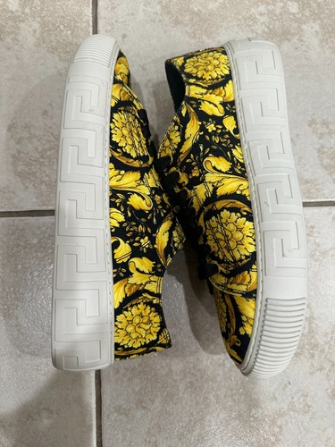 VERSACE MEDUSA Versace Yellow/Black Canvas Baroccoo Lace Up 40,40.5,41 AUTHENTIC - Picture 2 of 4