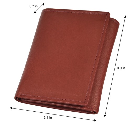 KIDS BOYS SLIM COMPACT ID COIN POCKET TRIFOLD WALLET BROWN BRAND LEATHERBOSS - Picture 5 of 6