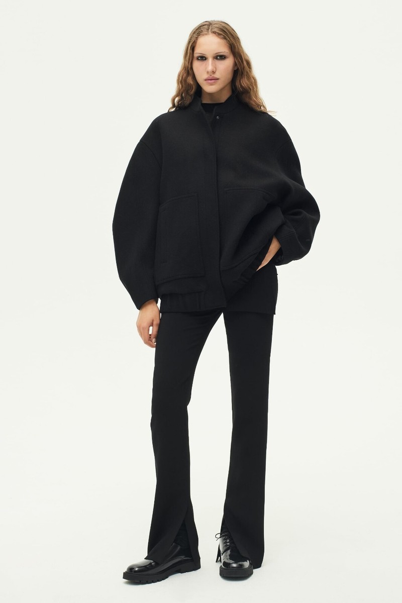 ZARA Wool Blend Ovesized Bomber Jacket Black Women's Size M