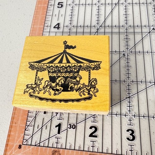 Merry-Go-Round~Carnival Ride~Carousel~RARE~Rubber Stamp~ 2.25"X 2"~PSX F-173 - Picture 7 of 7