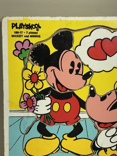 Vintage Playskool Wooden Puzzle - Mickey & Minnie Mouse - Walt Disney - 190-17 - Picture 5 of 8