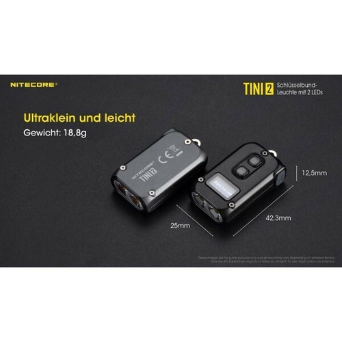 Schlüsselbundleuchte NiteCore TINI2-500 Lumen Akku USB-ladbar, schwarz - Bild 10 von 12