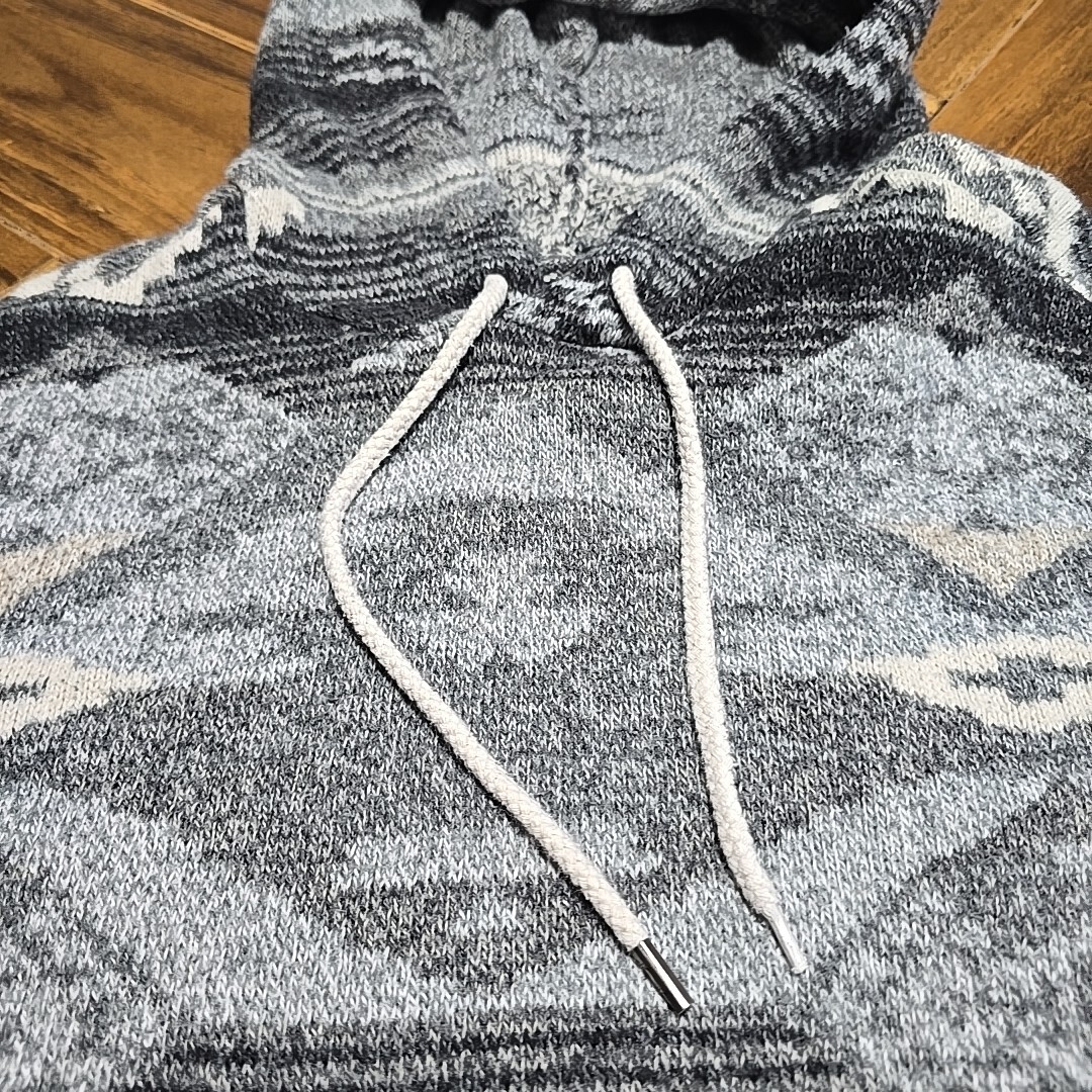 American Eagle Knit Hoodie Pullover Gray Black Southwest Pattern Womens Medium image 9