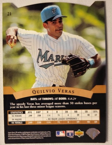 1995 Upper Deck SP Quilvio Veras Bronze Die Cut Rookie Baseball Card #21 Marlins - Picture 2 of 2