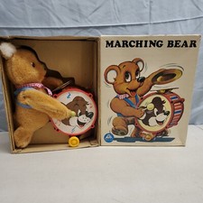 Vintage Alps Battery Operated Marching Bear Toy Original Box Japan Very Clean