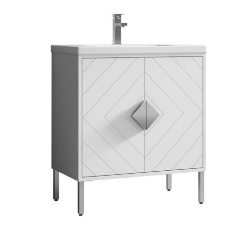 30 inch Modern Style White Eileen Bathroom Sink Vanity - AC-66WT30 - Picture 2 of 7