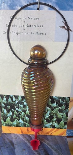 HAYES Bird Bistro Feeder Hand Blown Glass 3 Piece Set Vary Color Size Design NIB - Picture 4 of 5