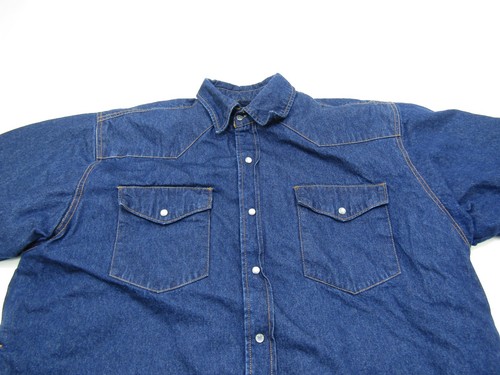 VTG Bear River Shirt Jacket Mens Large Blue Pearl Snap Button Western Work Chore - Picture 4 of 12