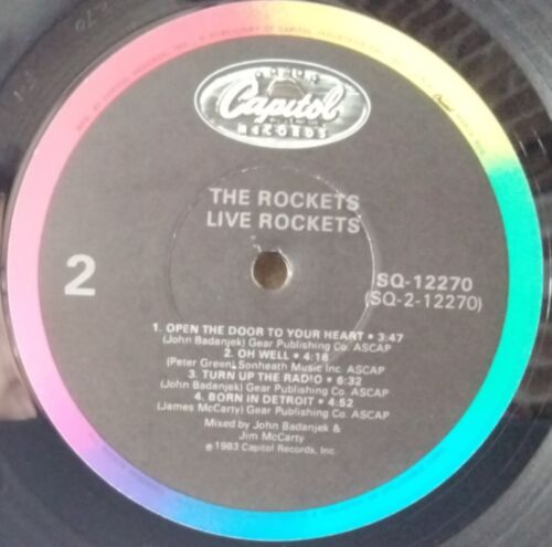 THE ROCKETS - LIVE ROCKETS 1983 CAPITOL SQ-12270 US 1ST EDITION LP - Bild 3 von 3