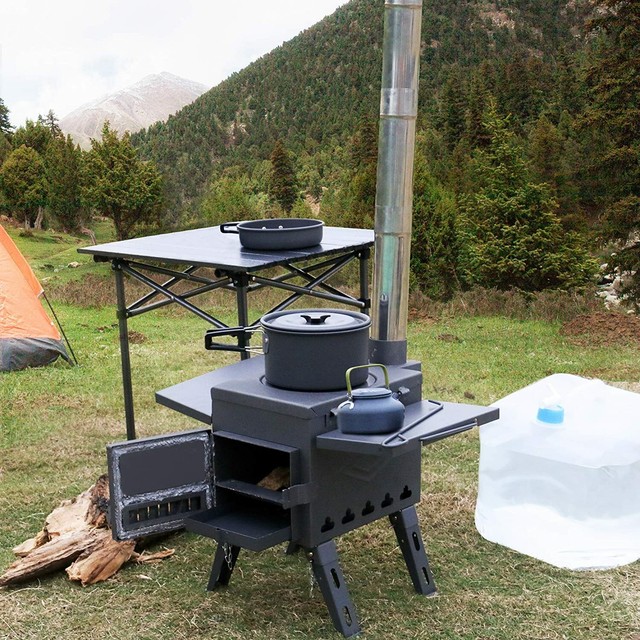 Simple Wood Burning Camp Stove With Oven for Large Space