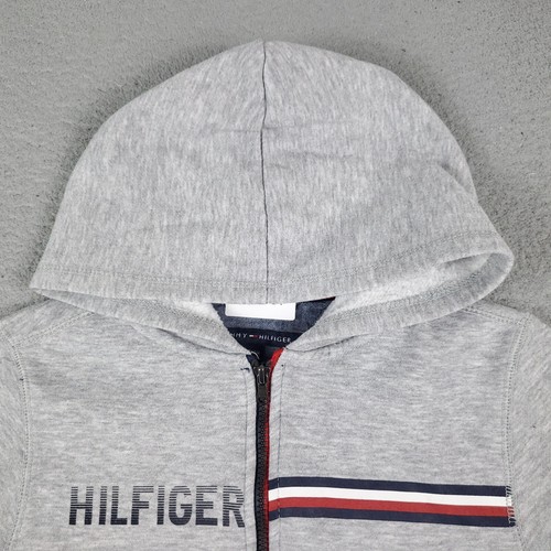 Tommy Hilfiger Sweater Boy Small Gray Full Zip Hoodie Sweatshirt Youth/Kids - Picture 3 of 11