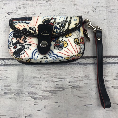 Disney Dooney & Bourke Buttons Flap Wristlet Coated Canvas Leather