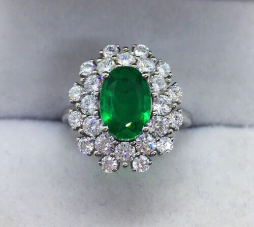 3.20 Ct Natural Oval & Emerald Cut Diamond Wedding Ring 14K White Gold Size 8 7 - Picture 2 of 12