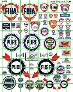 4024 Dave's Decals Assorted Vintage Service Station Fina Pure Gas Oil Signs