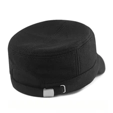 S/M/L/XL/XXL Full Closure Closed Wool Army Cap,Winter Warm Flat Top Military Hat