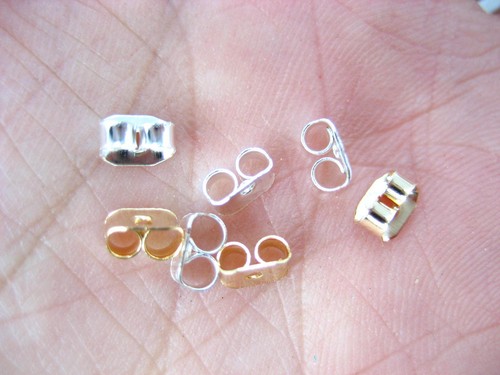 50pc (25pairs)SILVER gold plated BUTTERFLY EARRING BACKS STOPPERS 3.5X5mm - Picture 3 of 8