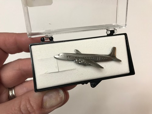 C-118 plane pin, C-118 pin, silver tone pin, military plane pin, military pin - Picture 2 of 7