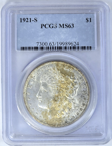 1921-S PCGS MS 63 Morgan Silver Dollar COIN Slabbed Proper Toning - Picture 1 of 8