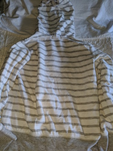 Gap Kids Girls Sz. M Gray Striped Zip Up Hoodie. Cute, Great Shape - Picture 3 of 9