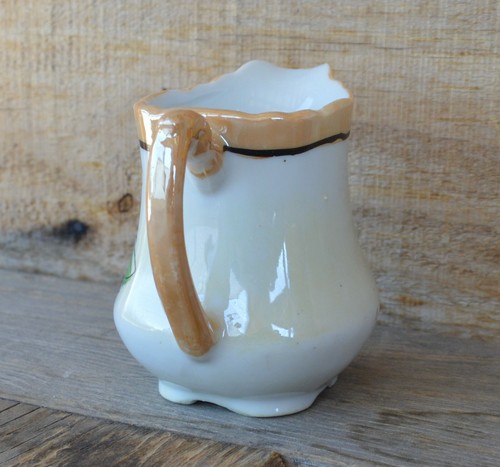 VTG 5oz Hand Painted Creamer w Handle Pink Flower Peach Lustreware Made Japan - Picture 10 of 12