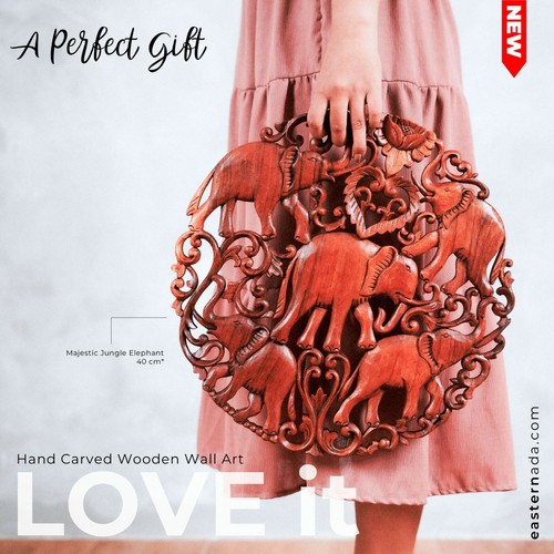 Handgefertigte geschnitzte Holz dekorative Wandkunst Tafel afrikanische Elefanten Geschenk - Bild 1 von 11