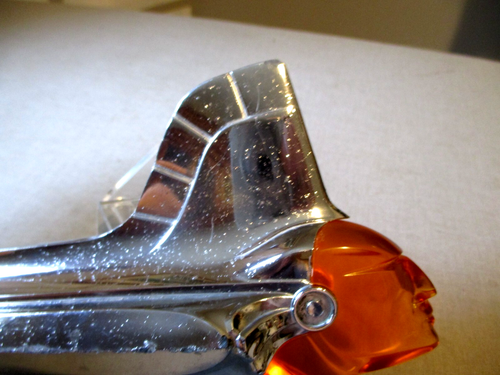 1951 PONTIAC CHIEFTAIN CHROME HOOD ORNAMENT- AMBER BIG CHIEF HEAD-ORG 19" PART - Picture 9 of 18