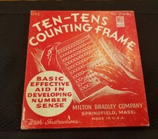 Vtg Milton Bradley Ten-Tens Counting Frame No. 9316 Original Box - gw3
