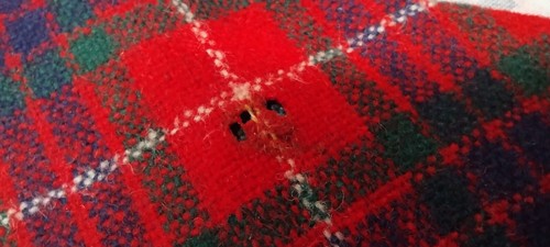 Vintage Square Tie Red Tartan Holiday 1960s Tarmon Fraser All Wool Short Necktie - Picture 5 of 17