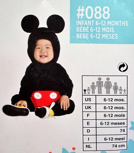 Disney Baby Mickey Mouse Costume-Toddler-6-12 months-Jumpsuit-Headpiece-Socks - Picture 5 of 11
