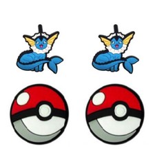 Vaporeon Pokemon with Pokeballs For Crocs Shoe Charms Jibbitz - 4 Pieces