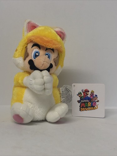 Cat Mario with Magnets Small Plush 6” Toy Super Mario 3D World Nintendo New Tags - Picture 1 of 13