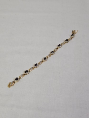 Vintage Sapphire XOX Hugs Tennis Bracelet 7” Marked Sterling Silver