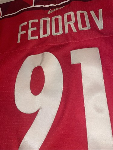 Sergei Fedorov Nike Russia Olympic Iihf Vintage Men 48 Jersey Euc Red Sewn Mic - Picture 2 of 11