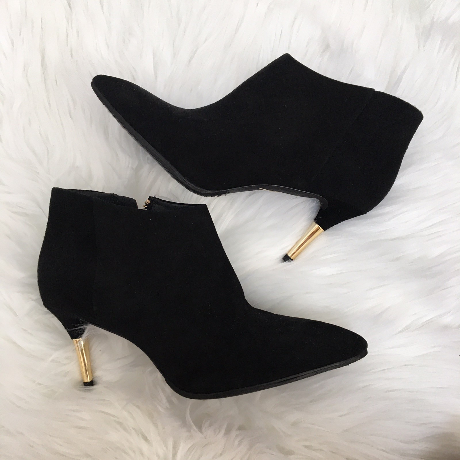Brian Atwood Negro Botines Tacón De Gamuza oro Talla 5.5 Brian Atwood Negro Botines Tacón De Gamuza oro Talla 5.5
