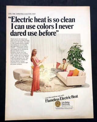 Life Magazine Ad FLAMELESS ELECTRIC HEAT 1970 AD