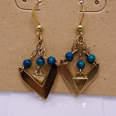 Target Blue Goldtone Bead Dangle Earrings New Western Boho