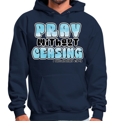 Mens Graphic Hoodie Pray Without Ceasing - Inspirational Illustration - Picture 4 of 72