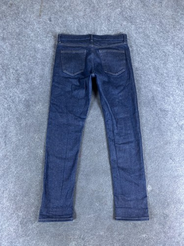 Uniqlo Jeans Mens 32x32 Blue Selvedge Slim Straight Denim Pockets Dark Wash - Picture 11 of 14