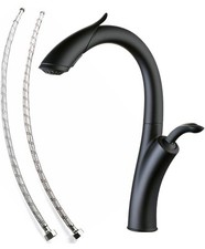 Leekayer Black Kitchen Faucet Sprayer Single Handle Contemporary Solid Brass Blk