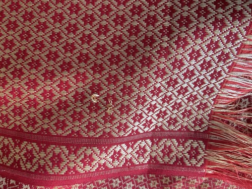 Vintage Ganz Seide Rot & Gold Gewebt Fransen Klavier Abdeckung Schal Tischdecke Wandteppich - Bild 7 von 7